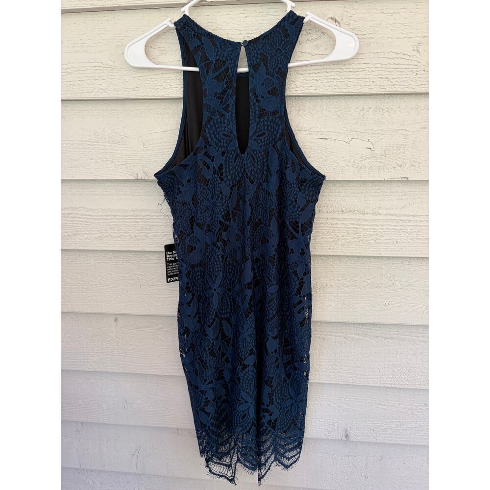 EXPRESS Teal Blue Lace Dress Overlay Sleeveless Size S NWT - Picture 5 of 5